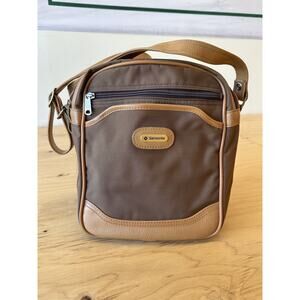 Samsonite Brown & Camel Square Small Zipper Messenger Satchel Travel Bag